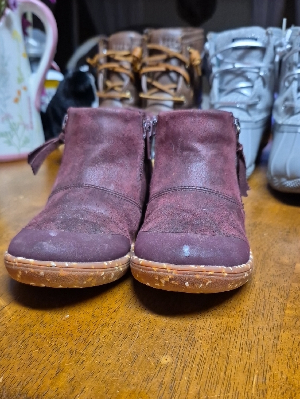 Livie & Luca Burgundy Suede Toddler Ankle Boots